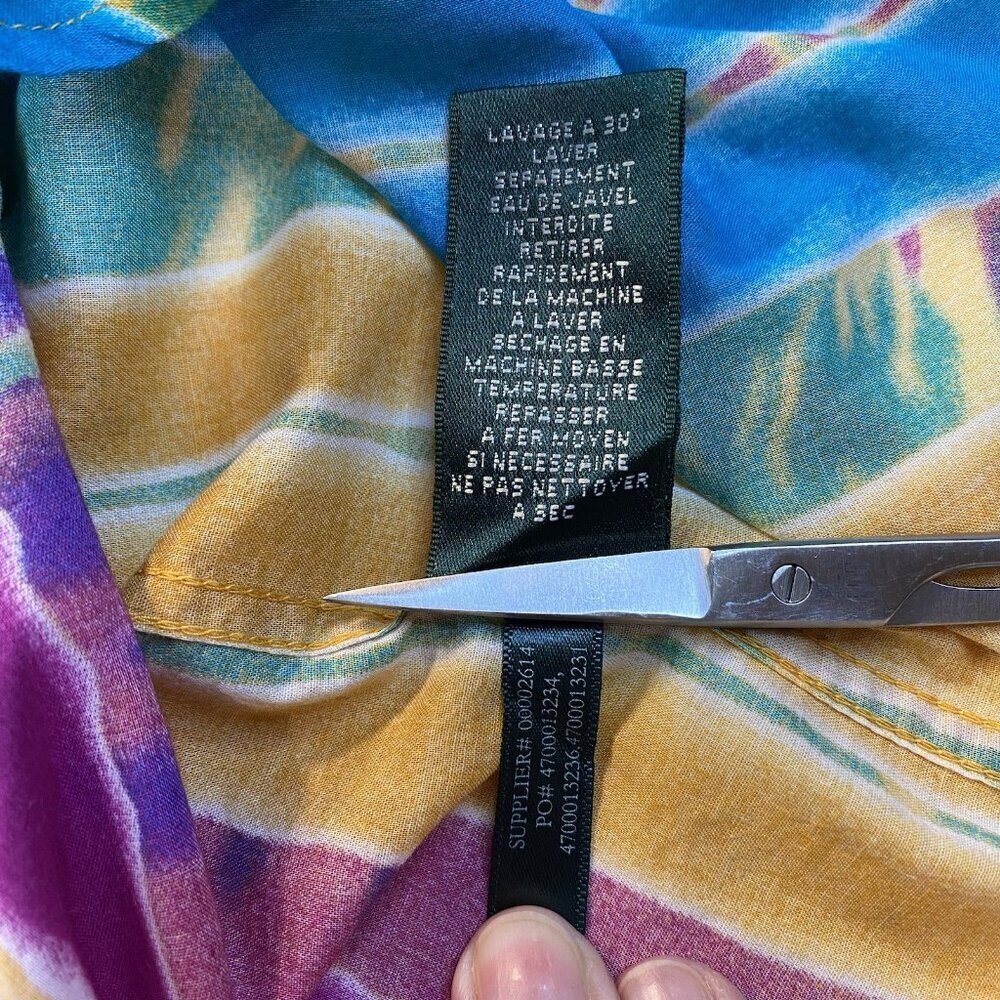 Lauren Ralph Lauren Striped Cotton Blouse Vibrant Colorful Top Sz S 3/4 Sleeves - Picture 11 of 12